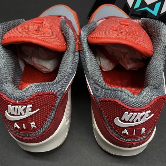 Nike Air Max 90 Premium Shoes Sneakers Red Grey Ivory DH4621-600 Men’s Sizes main image 9